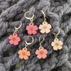 Cherry Blossom Locking Stitch Markers show on Crochet project
