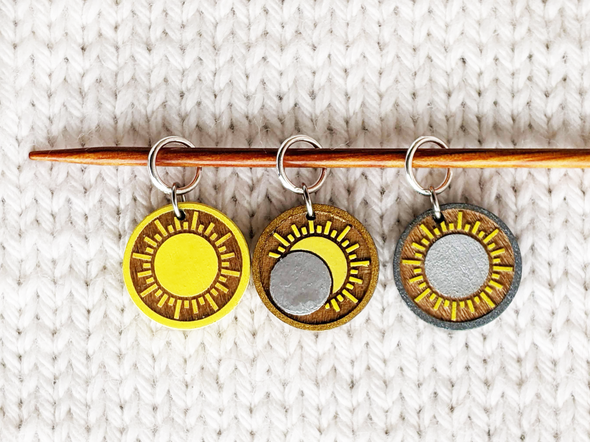 Solar Eclipse Stitch Markers | gift for eclipse watchers | Handmade