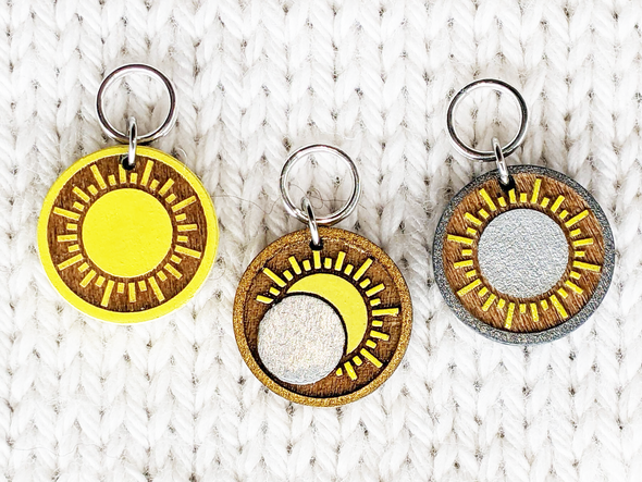 Solar Eclipse Stitch Markers | gift for eclipse watchers | Handmade