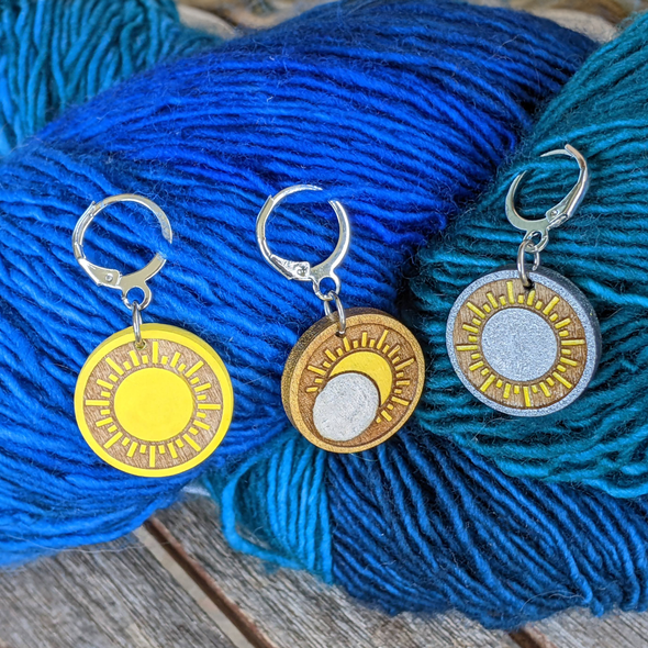 Solar Eclipse Crochet Stitch Markers | Handmade gift for knitter or crocheter