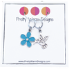 Hummingbird and Blue Flower Ring Stitch Markers for Knitting