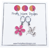 Hummingbird and Pink Flower Ring Stitch Markers for Knitting