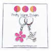 Hummingbird and Pink Flower Stitch Markers for Crocheting or Knitting