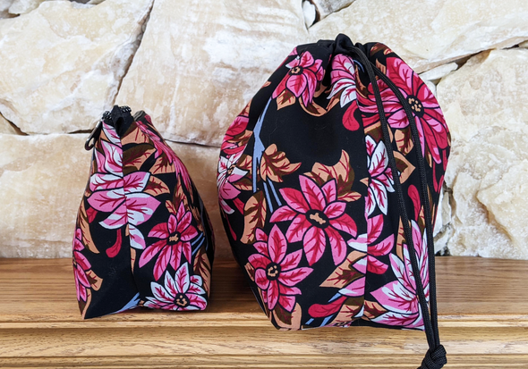 Pink Passion Zipper and Drawstring Project Bags - Side