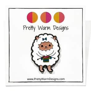 Image of knitting sheep enamel pin