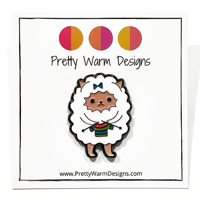 Image of knitting sheep enamel pin