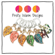 Set of 6 Autumn Glory Stitch Markers for Knitting, Ring Style