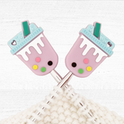 Set of 2 Taro Milk bubble tea stitch stoppers
