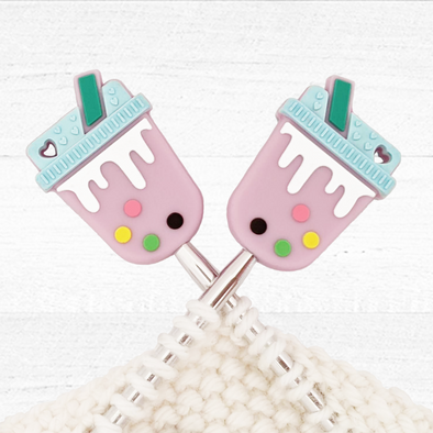 Set of 2 Taro Milk bubble tea stitch stoppers