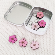 Cherry Blossom Stitch Marker Set of 6 with Storage Tin