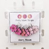 Set of 6 Cherry Blossom Stitch Markers without storage tin, handmade basswood charms on silver toned rings for knitting in shades of pink