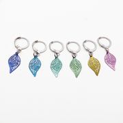 Fallen leaves filigree metal stitch markers, set of 6, removable stitch holders by Pretty Warm Designs
