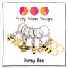 Set of 6 bee themed enamel charms locking crochet stitch markers by Pretty Warm Designs