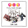 Set of 6 locking Cat themed stitch markers without storage tin