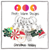 Set of 6 locking crochet style stitch markers. Christmas theme includes a Santa, Mittens, Bell, Christmas Tree, Peppermint, and Merry Christmas Sign.