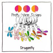 Dragonfly Locking Stitch Markers set of 6 by Pretty Warm Designs