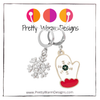 set of 2 Christmas themed mitten and snowflake locking stitch markers for knitting or crocheting
