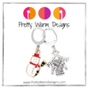 Set of two Christmas snowman and knitting sweater metal enamel charms locking stitch markers for knitting or crocheting