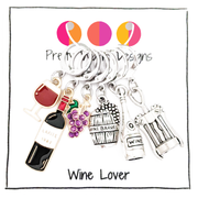 Wine Lover Stitch Marker Set, includes six crochet locking stitch holders