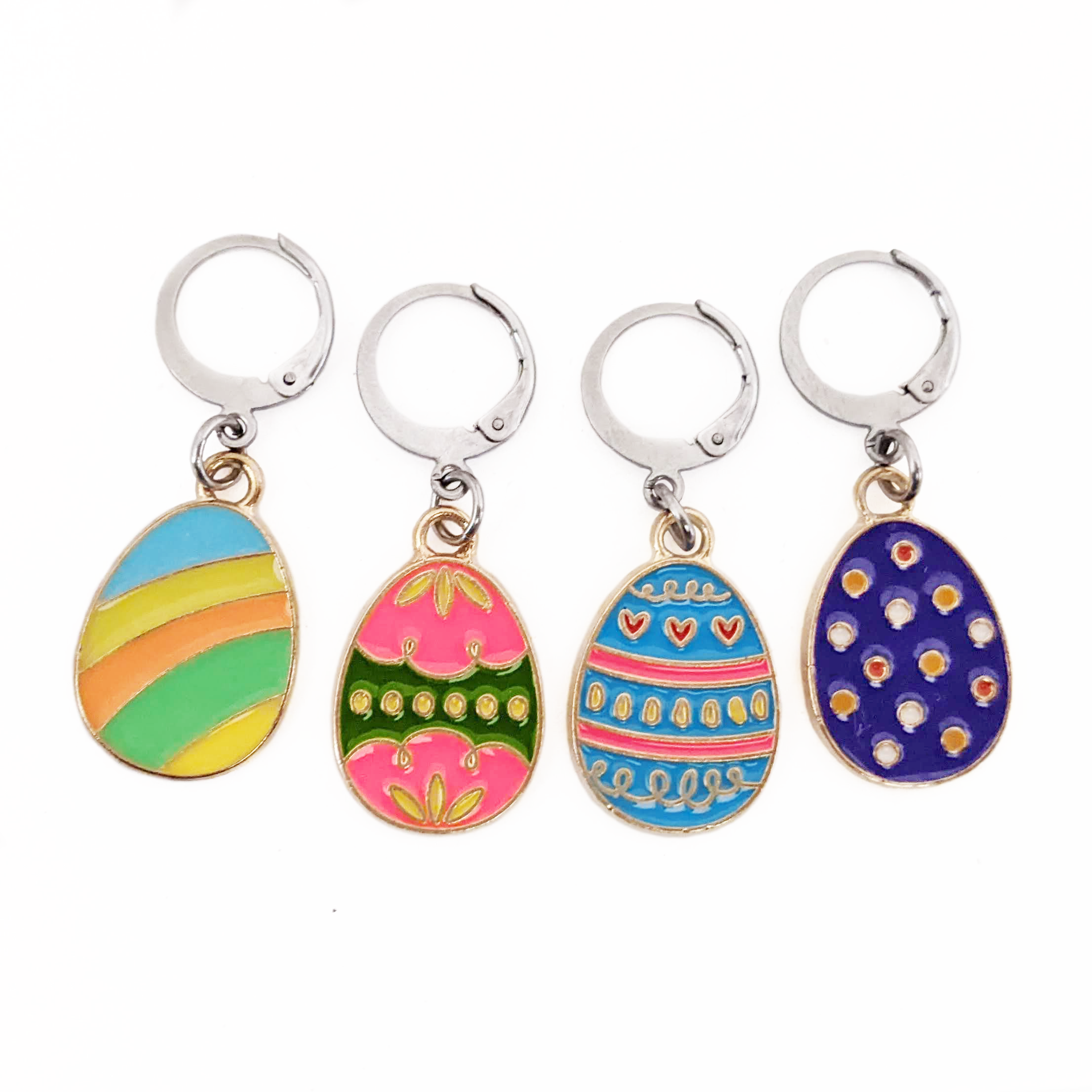 Set of 4 Easter egg themed removable stitch markers for crochet or knitting