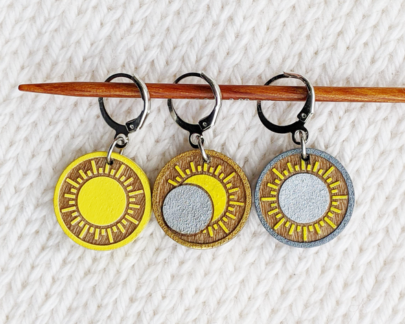 Solar Eclipse Crochet Stitch Markers | Handmade gift for knitter or crocheter