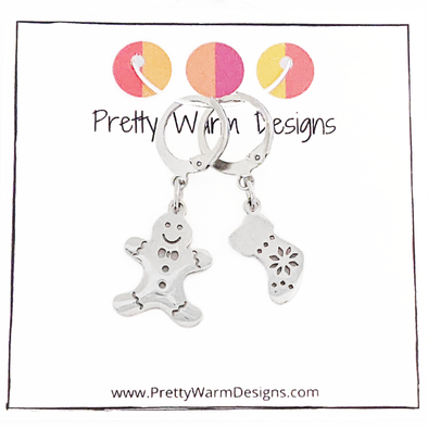 Gingerbread Man and Christmas Stocking Crochet Stitch Marker Duo by Pretty Warm Designs