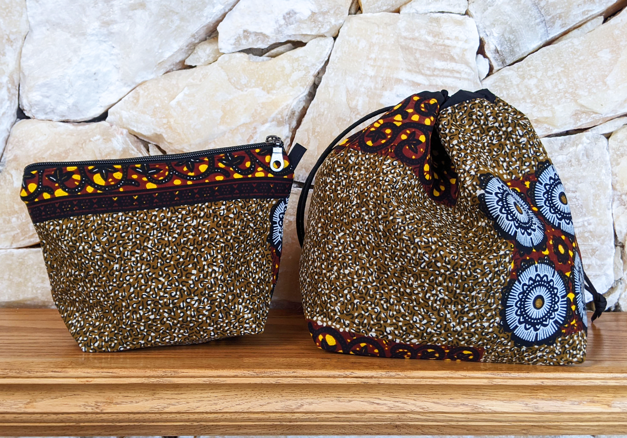 Harvest zipper and drawstring project bags - back