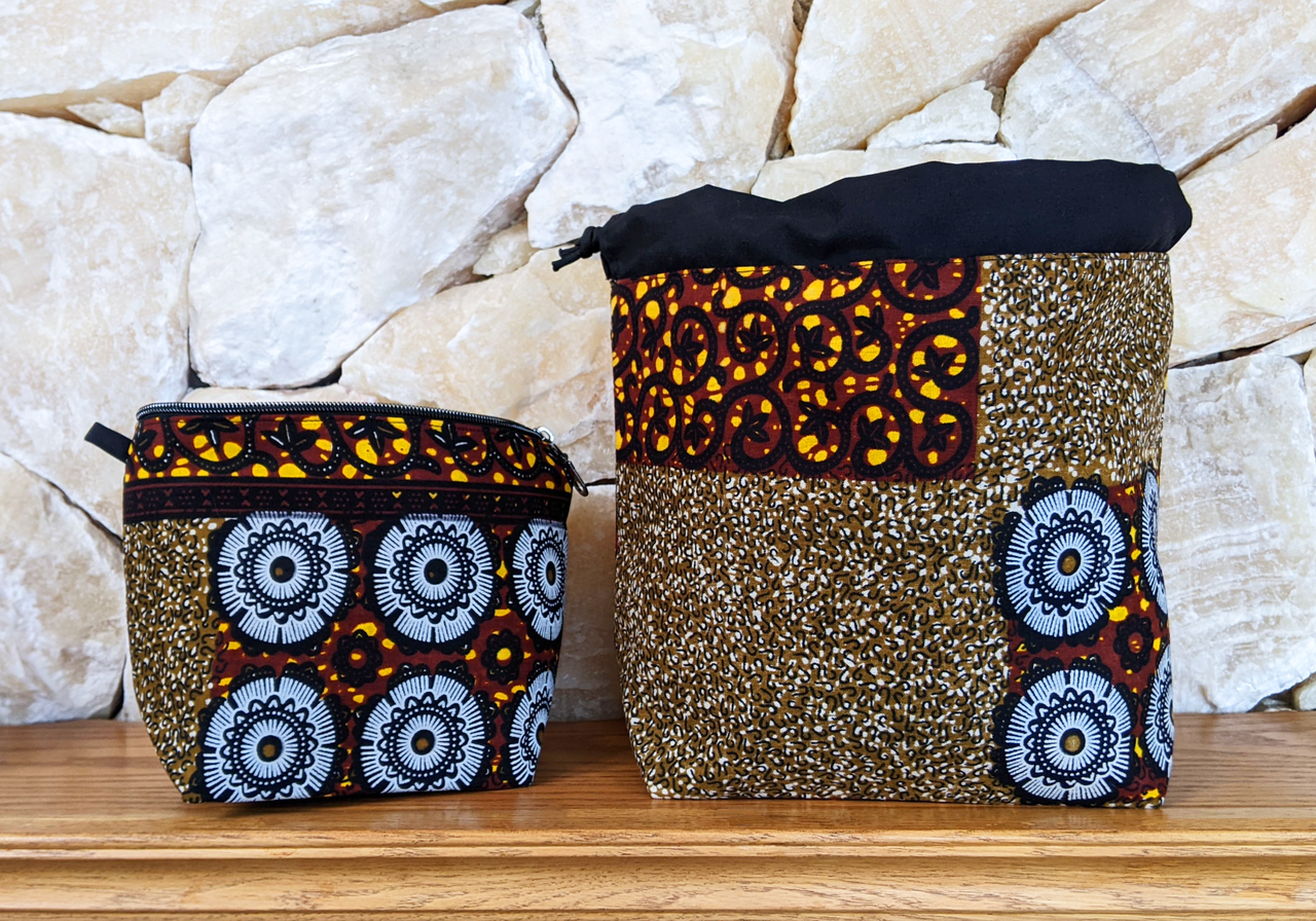 Harvest zipper and drawstring project bags - front