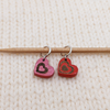 Valentine Hearts Knitting Ring Stitch Markers on knitting needle