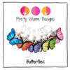 Set of 6 multicolored butterfly theme ring stitch markers for knitting by Pretty Warm Designs