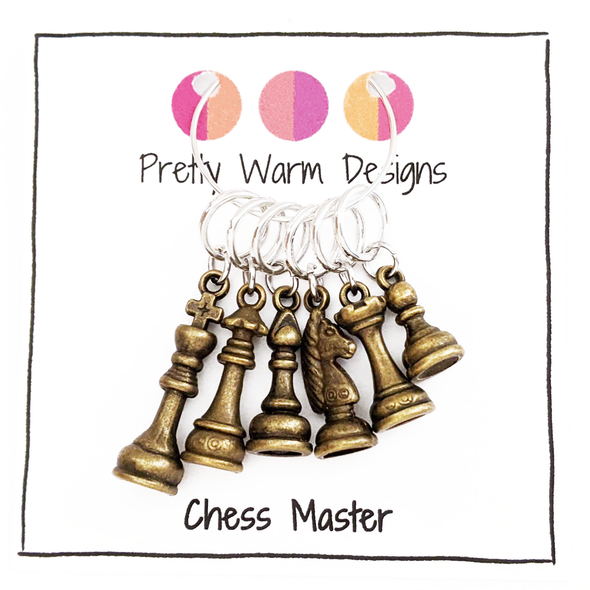 Set of 6 Chess Master Stitch Markers - Bronze