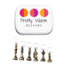 Chess Master Set of 6 Stitch Markers for Knitting including storage tin - bronze