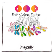 Set of 6 Dragonfly Ring Stitch Markers for Knitting by Pretty Warm Designs