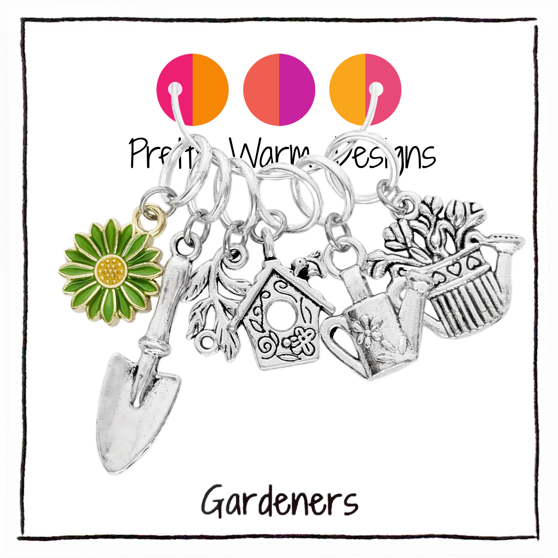 Set of 6 Gardeners Stitch Markers for Knitting, without storage tin