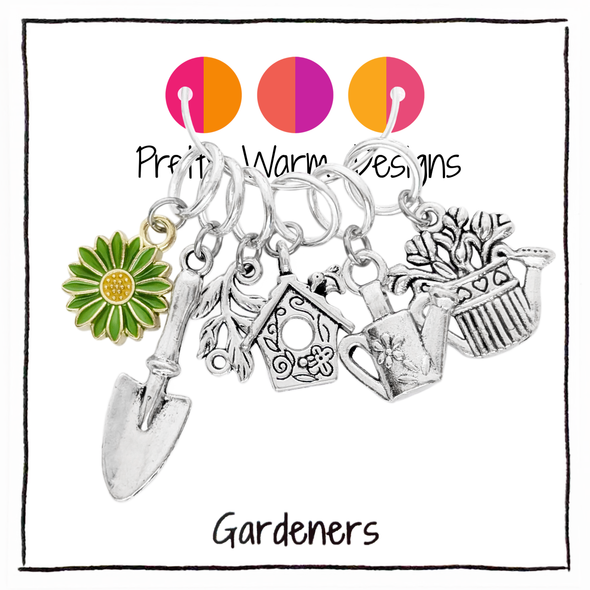 Set of 6 Gardeners Stitch Markers for Knitting, without storage tin