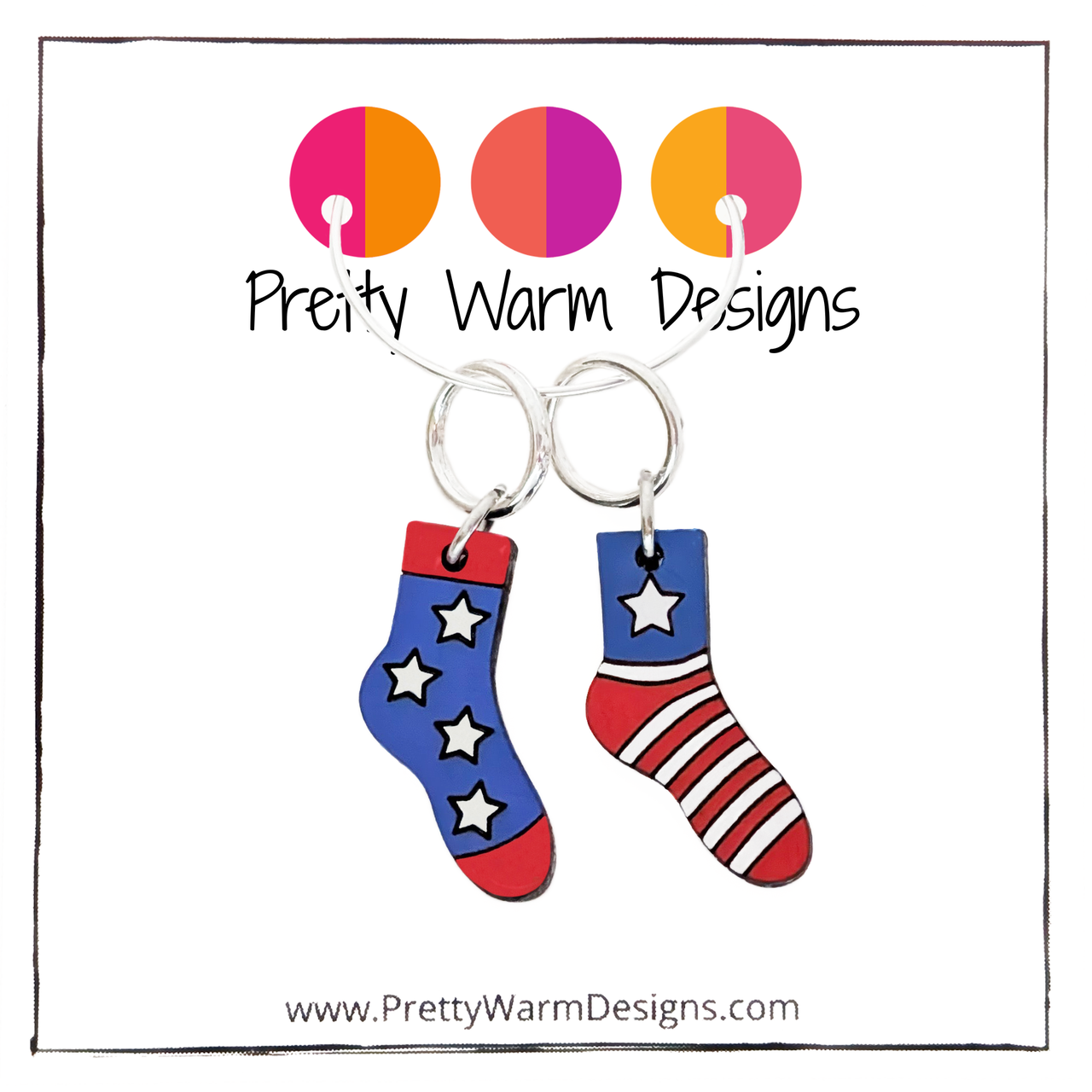 American Flag Sock Stitch Markers | Handmade Star Spangled Banner