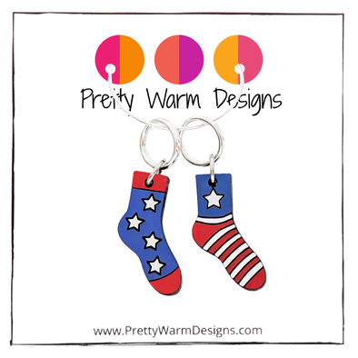 American Flag Sock Stitch Markers | Handmade Star Spangled Banner