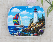 Travel tin for knitting accessories and stitch markers, showcasing a rugged west coast nautical scene.