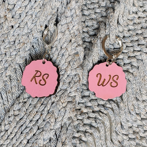 RS/WS peony & bud stitch markers for knitting or crocheting