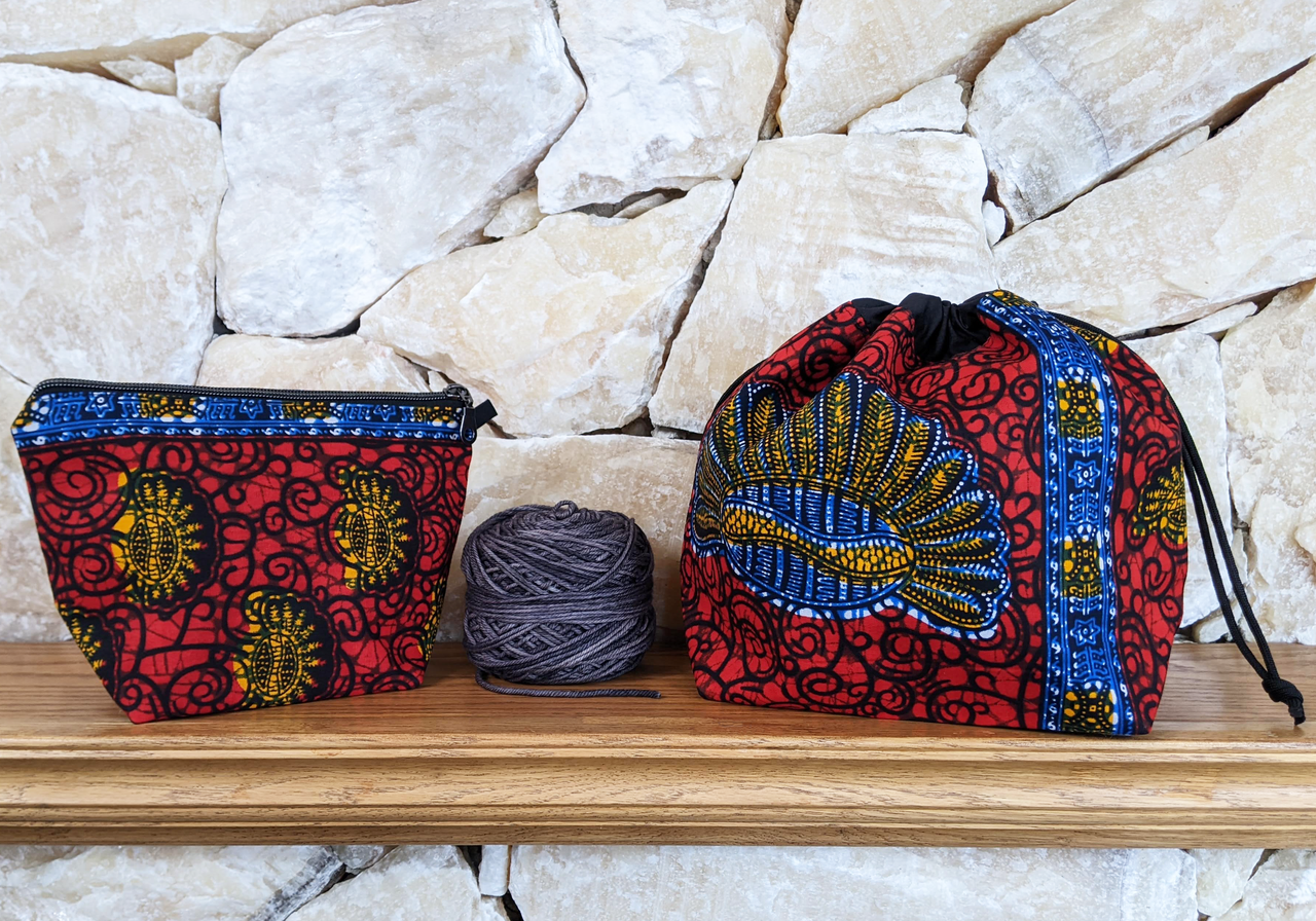 Royal Oyster Drawstring and Zipper Project Bags - Back