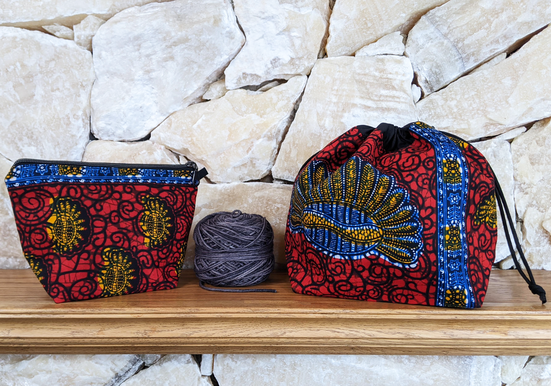 Royal Oyster Drawstring and Zipper Project Bags - Back