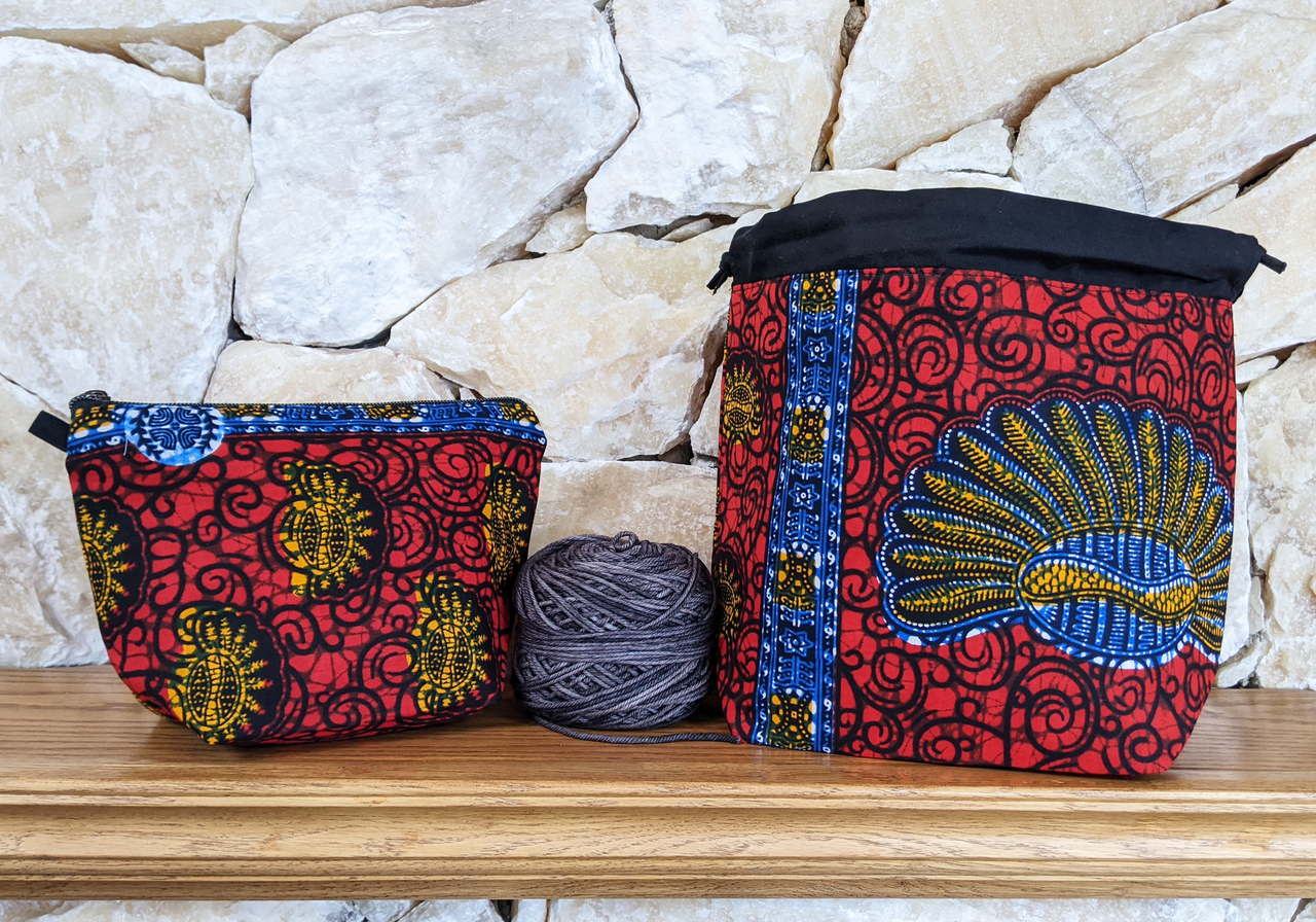 Royal Oyster Drawstring and Zipper Project Bags - Front