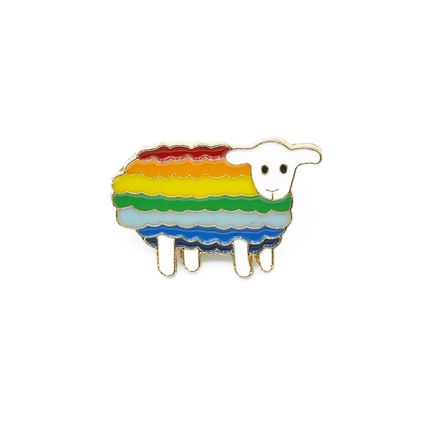 rainbow striped sheep enamel pin