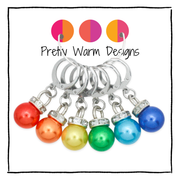 Rainbow Sparkle Locking Removable Progress Keepers, Set of 6 Stitch Markers