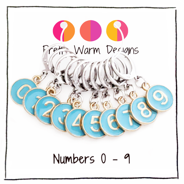 Number Charm Crochet Stitch Markers | Set of 10
