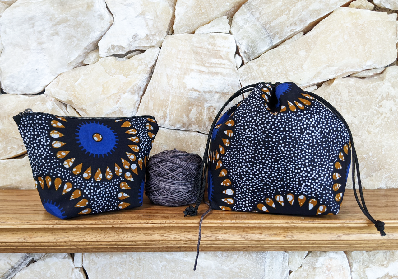 Starry Night Zipper and Drawstring Project Bags - Back