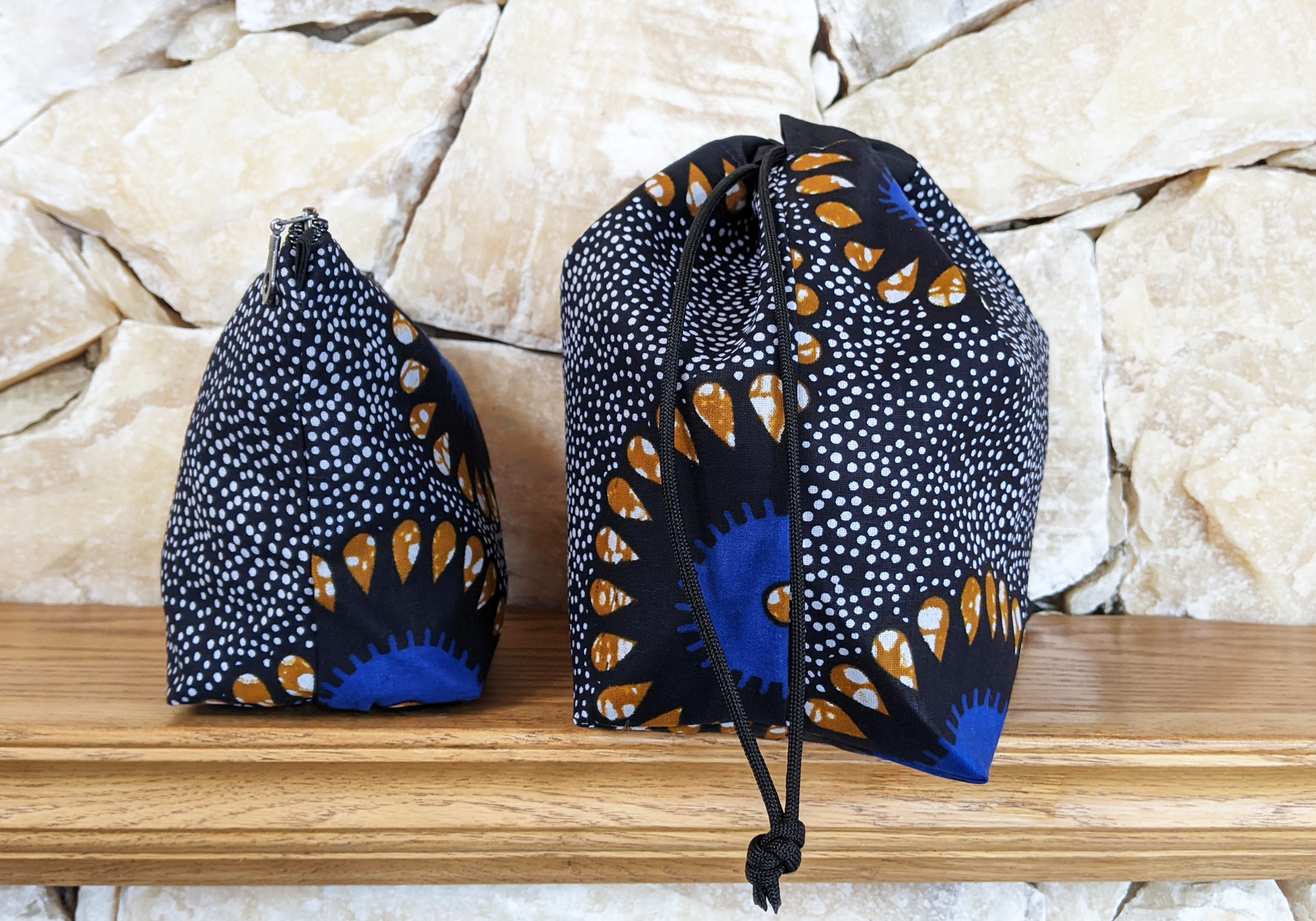 Starry Night Zipper and Drawstring Project Bags - Side