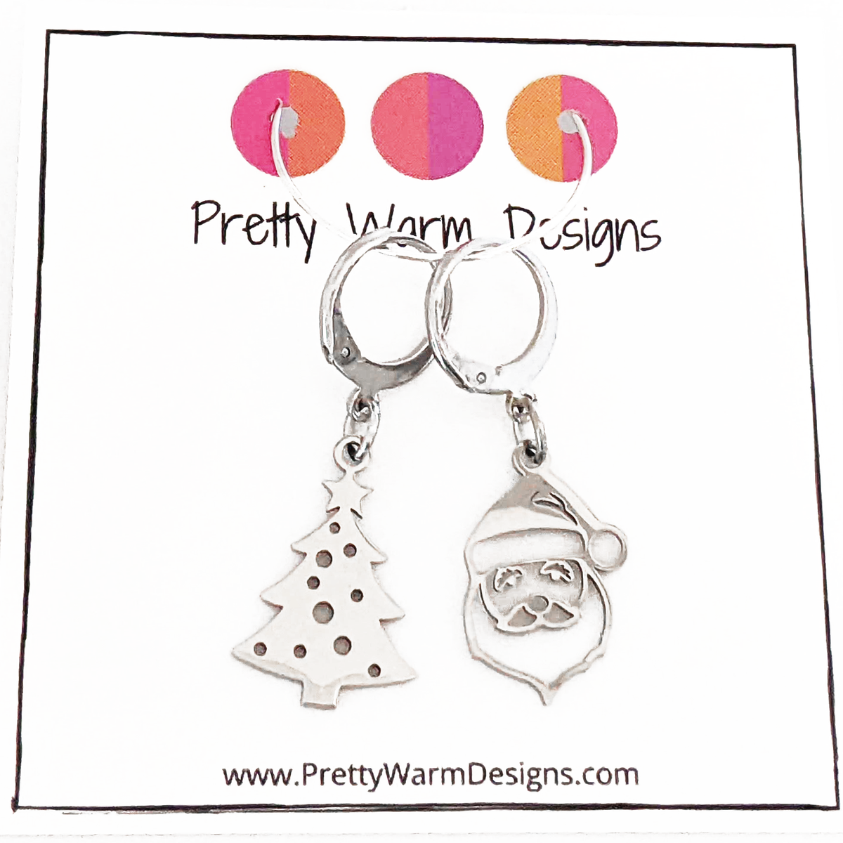Christmas Tree and Santa Crochet Stitch Marker Duo by Pretty Warm Designs
