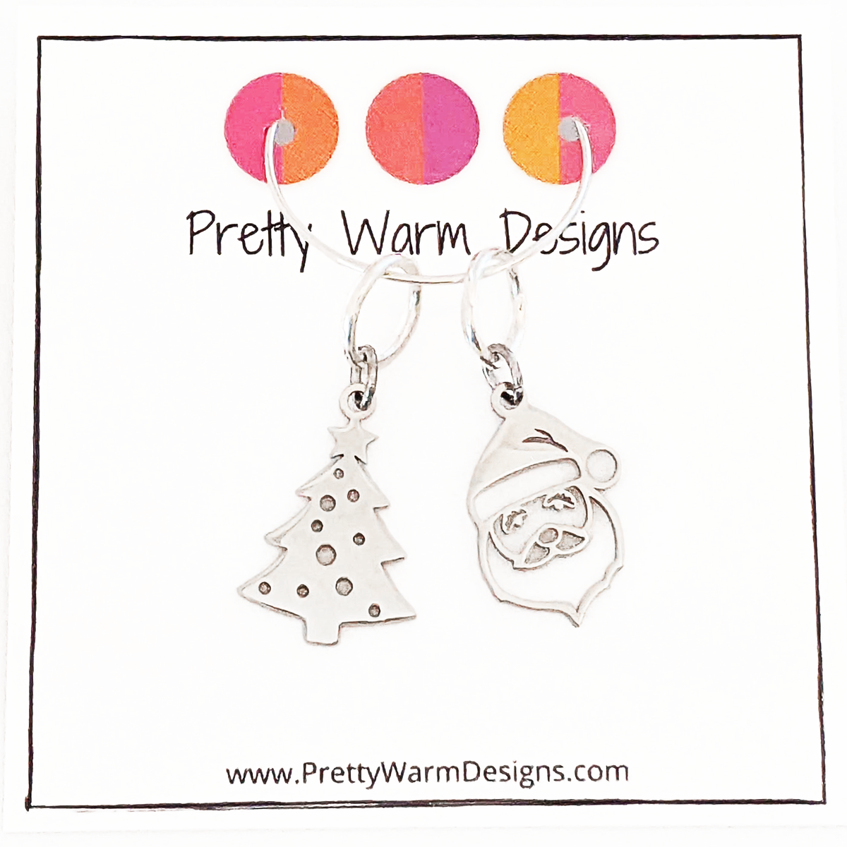 Christmas Tree and Santa Claus Stitch Marker Duo by Pretty Warm Designs