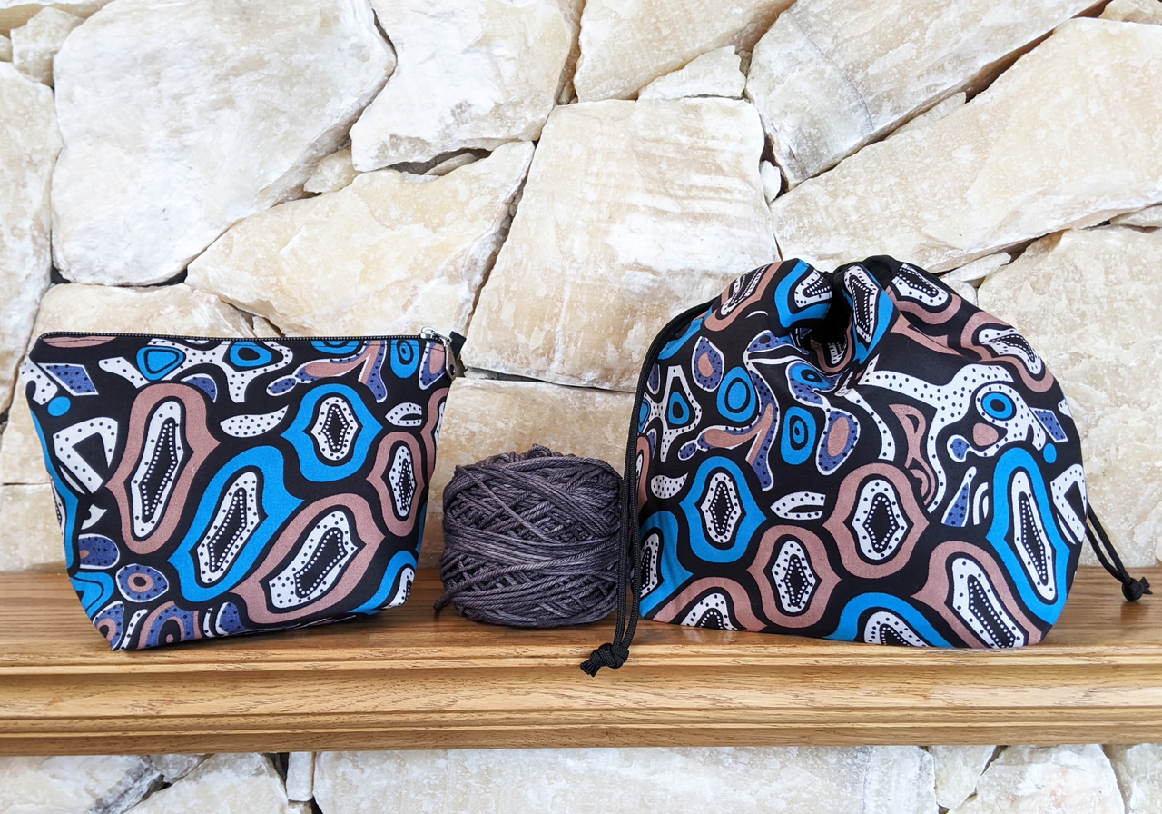 Tide Pools Zipper & Drawstring Project Bags - Back